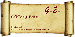 Géczy Edit névjegykártya