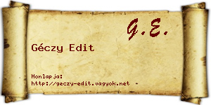 Géczy Edit névjegykártya